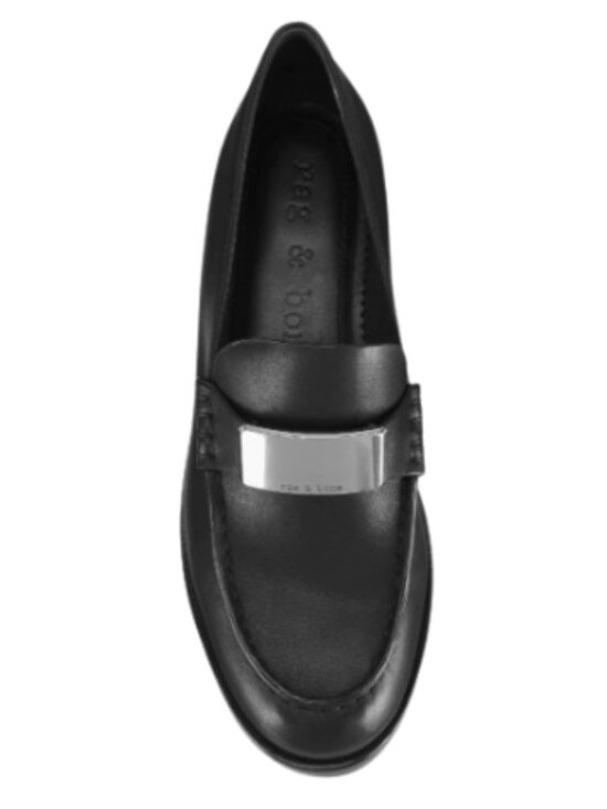 rag and bone Shoes - rag & bone Canter Black Leather Loafers – Metal Buckle